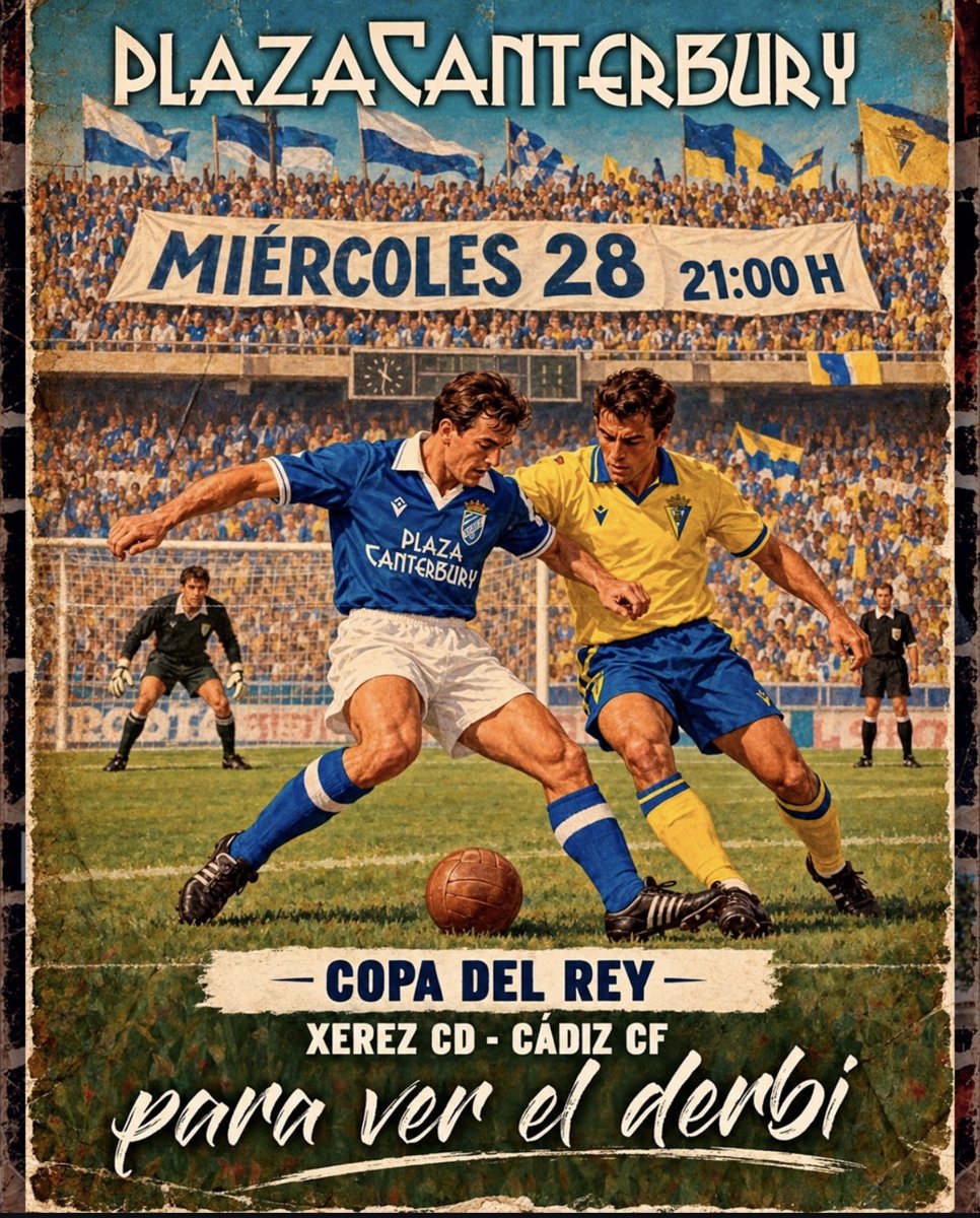 Cartel de Derbi Xerez CD - Cádiz CF en Plaza Canterbury